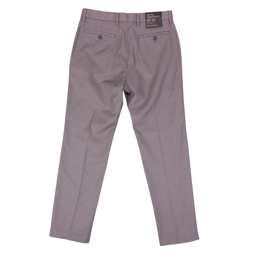 NWT Banana Republic Dress Pants Tailored Slim Fit Mens 30x30 Gray Cotton